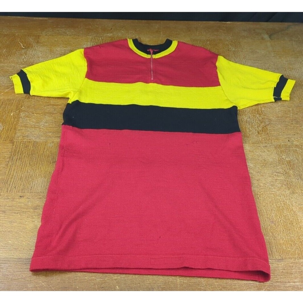 Vintage 1960's‎ Original Wool Blend E. De Marchi German Flag Cycling Jersey Sz M